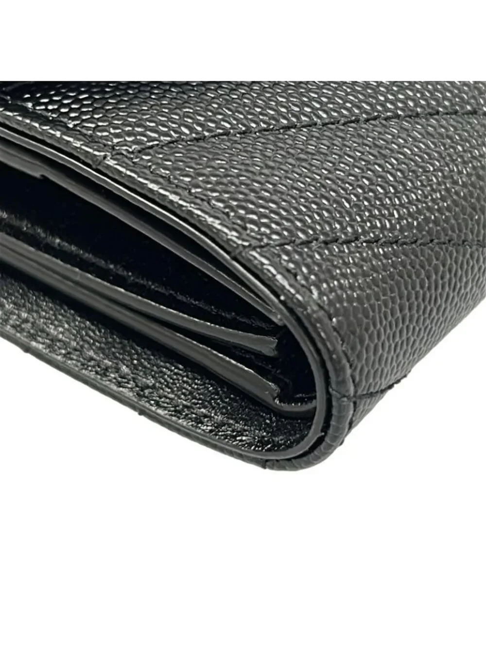 Saint Laurent Paris Trifold Wallet Cassandra Multi Fold Black Ysllogo Leather - Picture 8 of 12